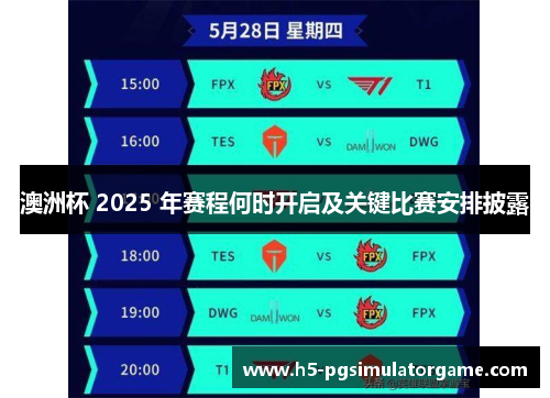 澳洲杯 2025 年赛程何时开启及关键比赛安排披露
